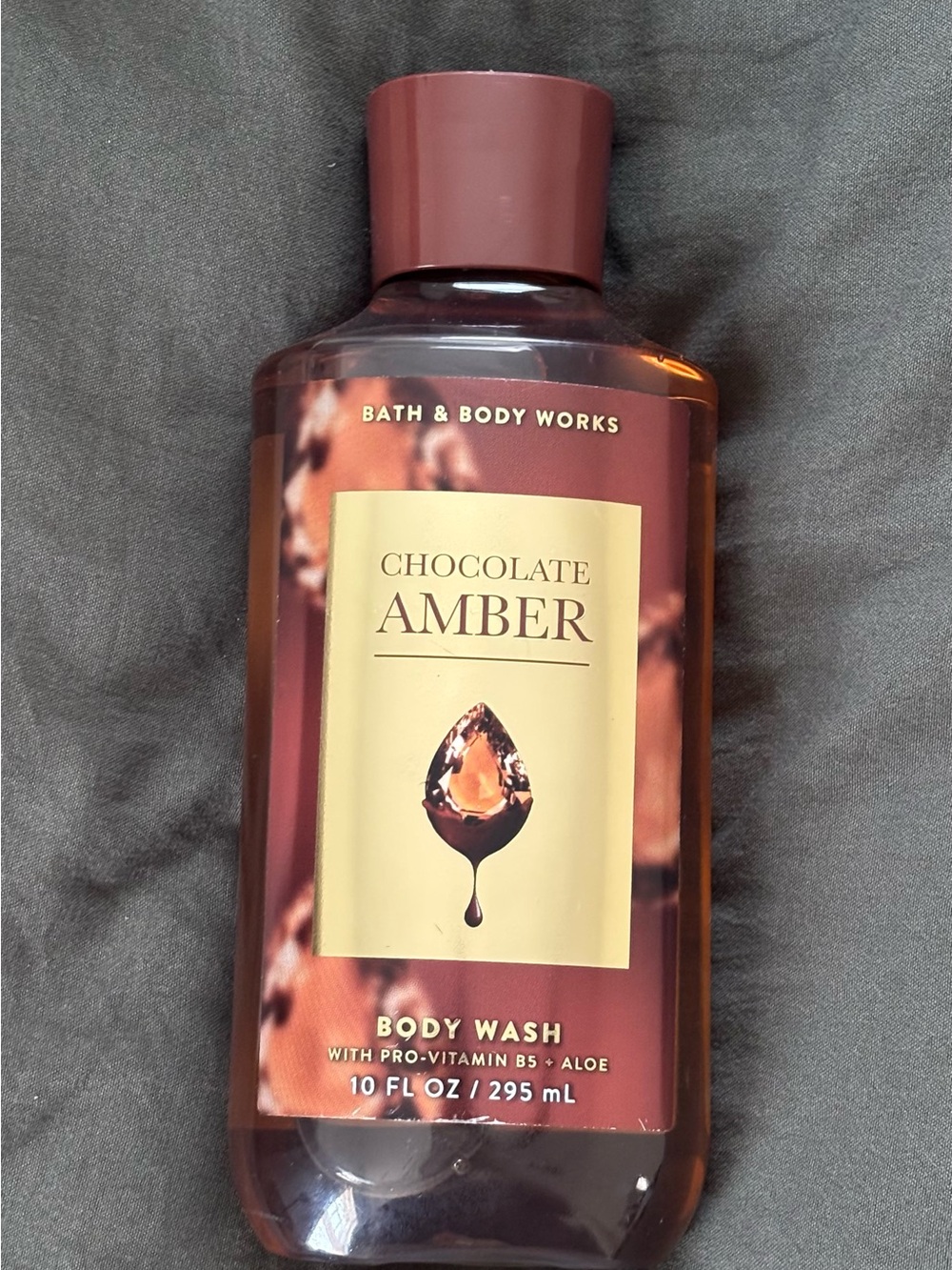 Bath & Body Works Chocolate Amber Body Wash - Brown & Gold Accents